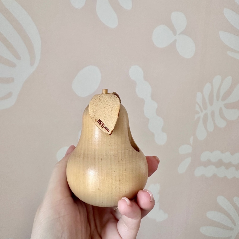 Aarikka Finland Vintage‎ Wooden Pear Figurine Natural Scandi Modern Decor